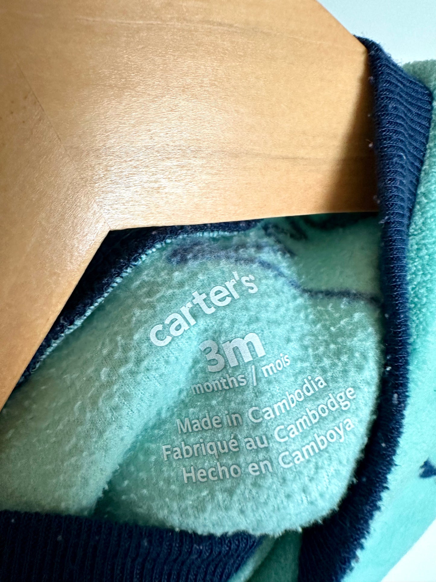 Fleece Green Dino Sleeper / 3m