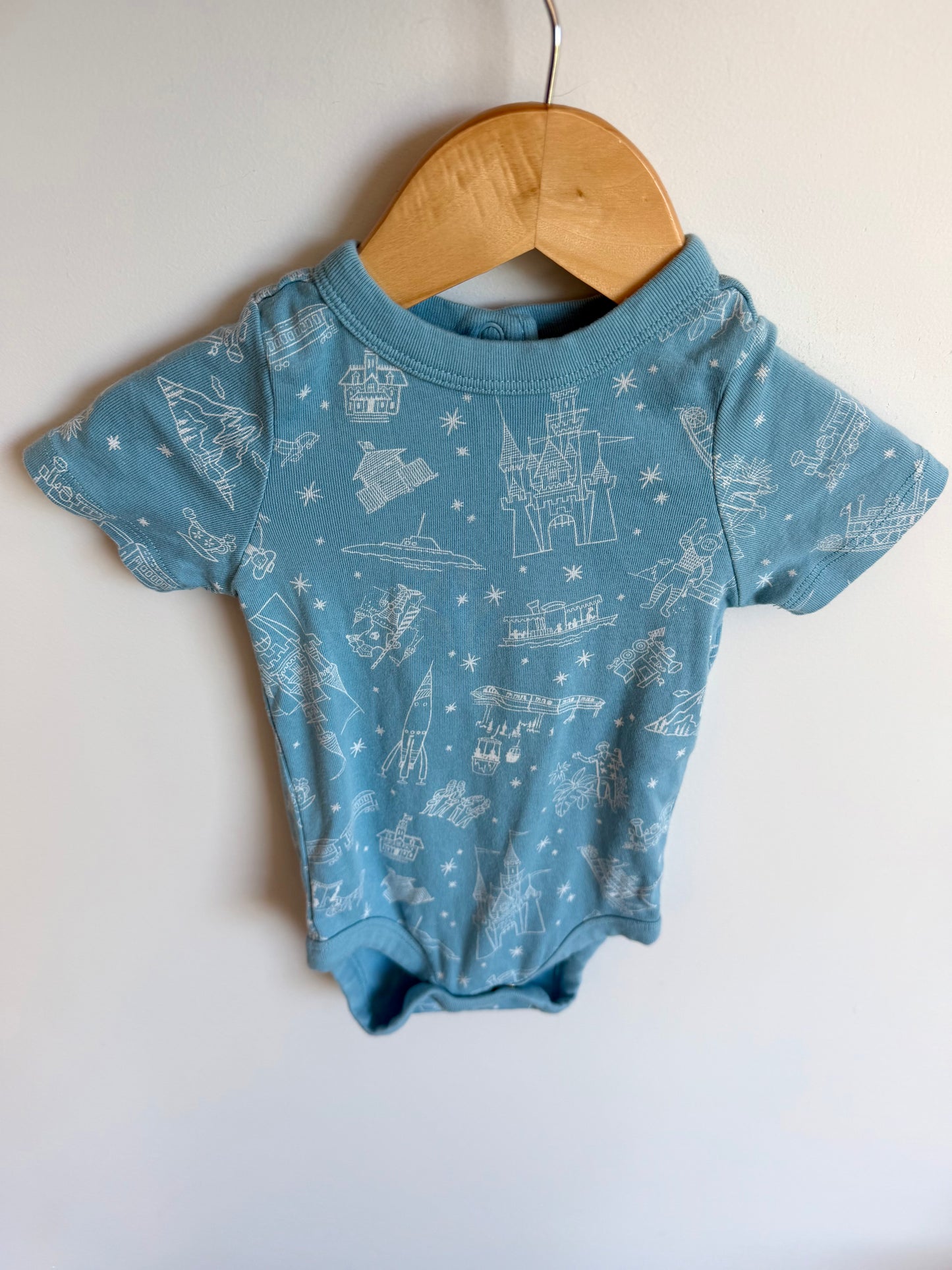 Blue White Line Art Bodysuit / 12-18m