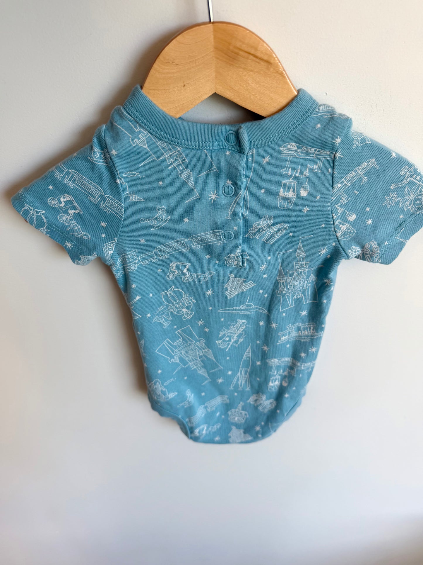Blue White Line Art Bodysuit / 12-18m