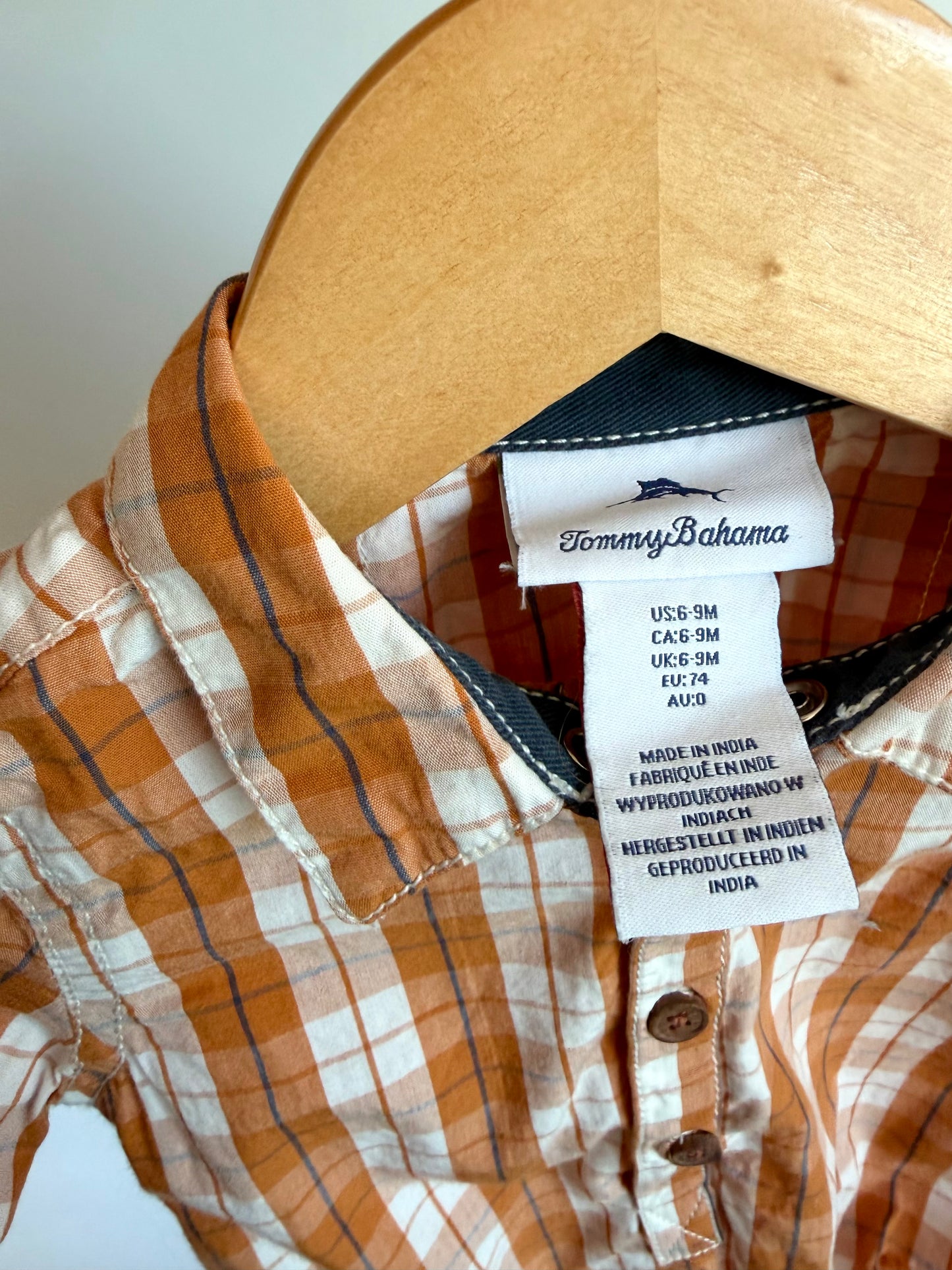 Tommy Bahama Orange Button Up Bodysuit / 6-9m