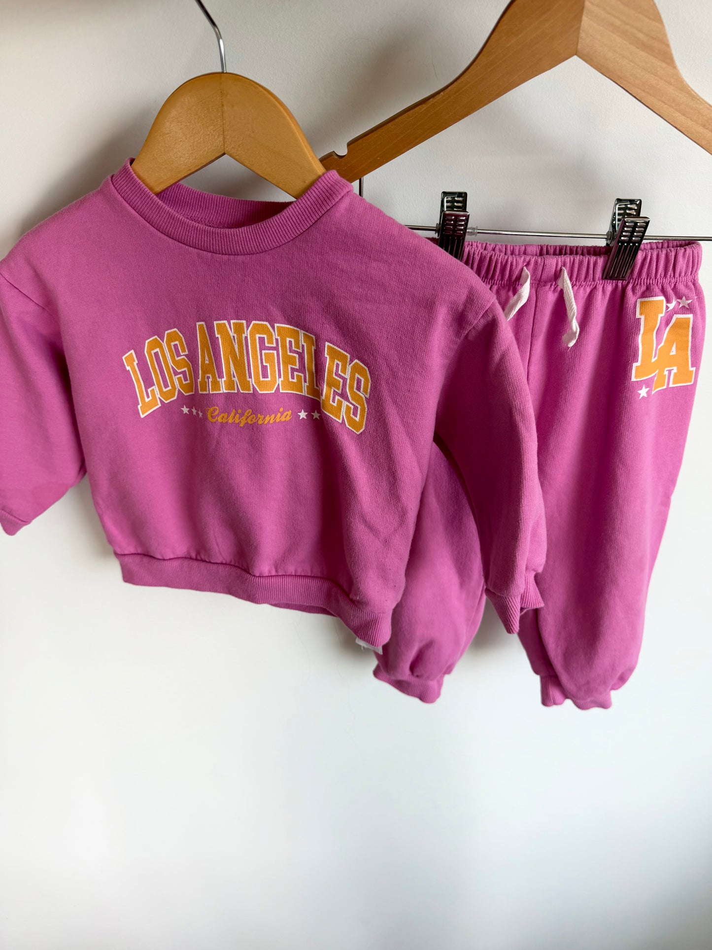 Los Angeles Pink Sweatsuit Set / 18m