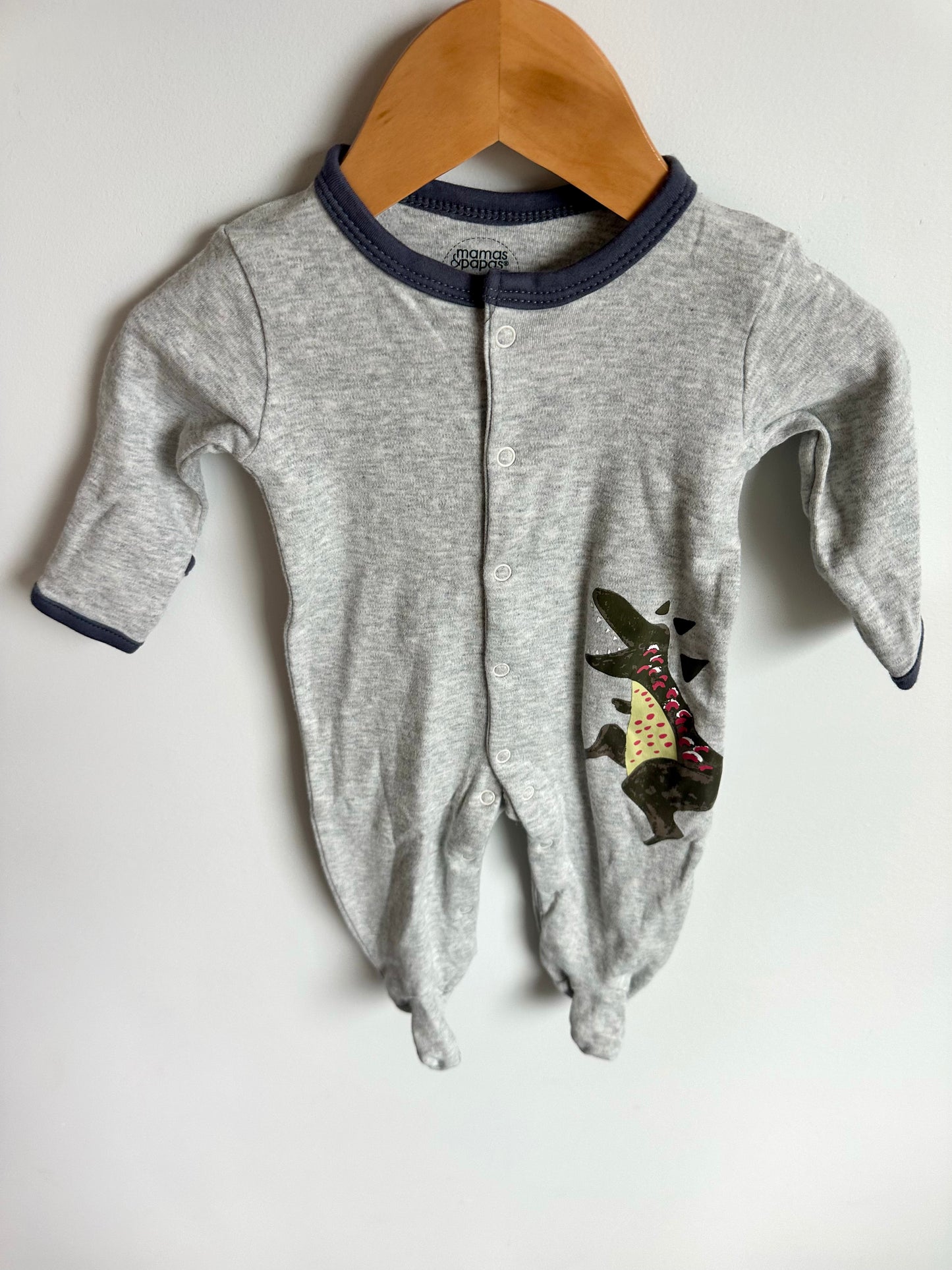 Grey Dino Snap Sleeper / 0-3m
