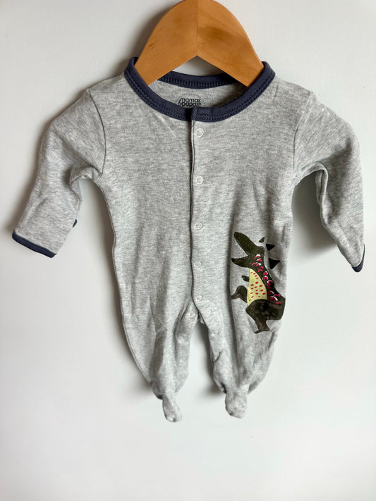 Grey Dino Snap Sleeper / 0-3m