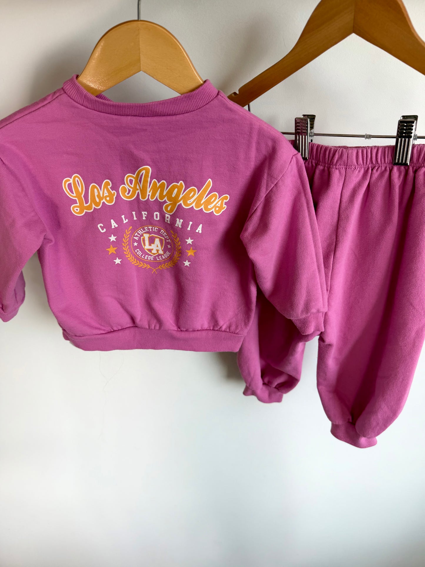 Los Angeles Pink Sweatsuit Set / 18m