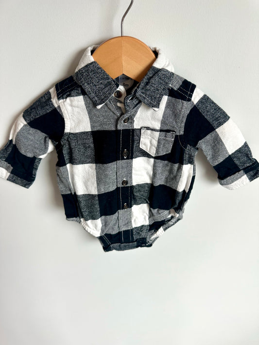 Black and White Collared Bodysuit / 3m