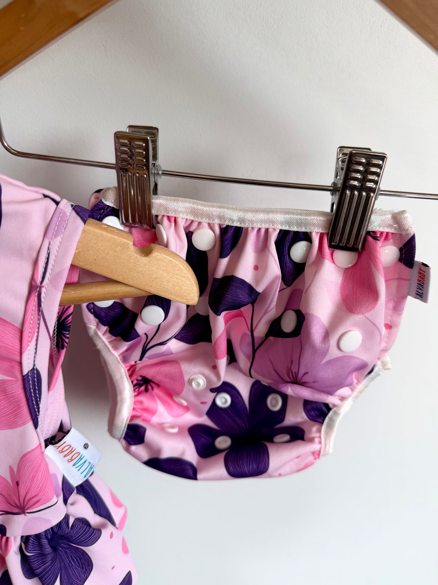 Pink 2 Piece Swim Top + Swim Diaper / 6-18m?