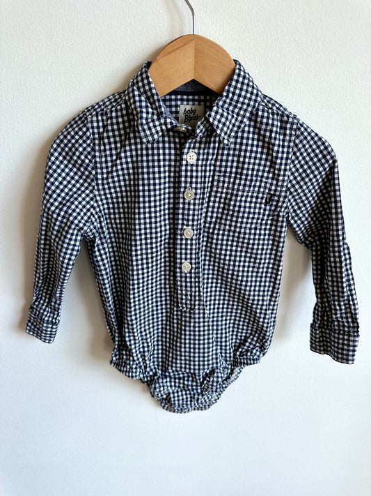 Collared Checkered Bodysuit / 24m