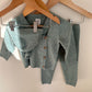 Gap Teal Ribbed 3 Piece Set - Cardigan, Toque + Pants / 6-12m