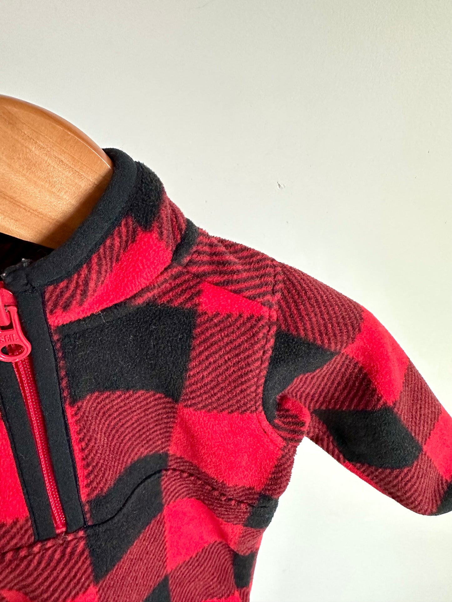 Fleece Checked Half Zip Sweater / 3m