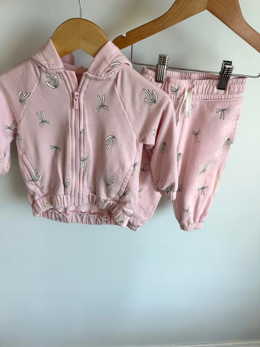 Pink Bows Hoodie + Pants Set / 12-18m
