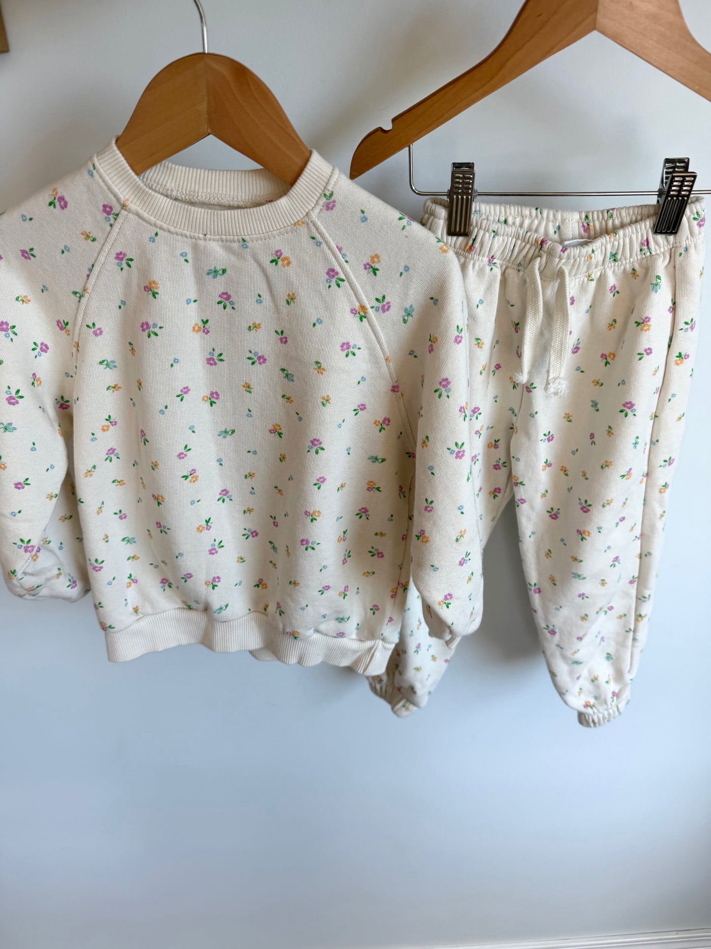 Zara Cream Floral Sweater + Pants Set (PLAY) / 4T