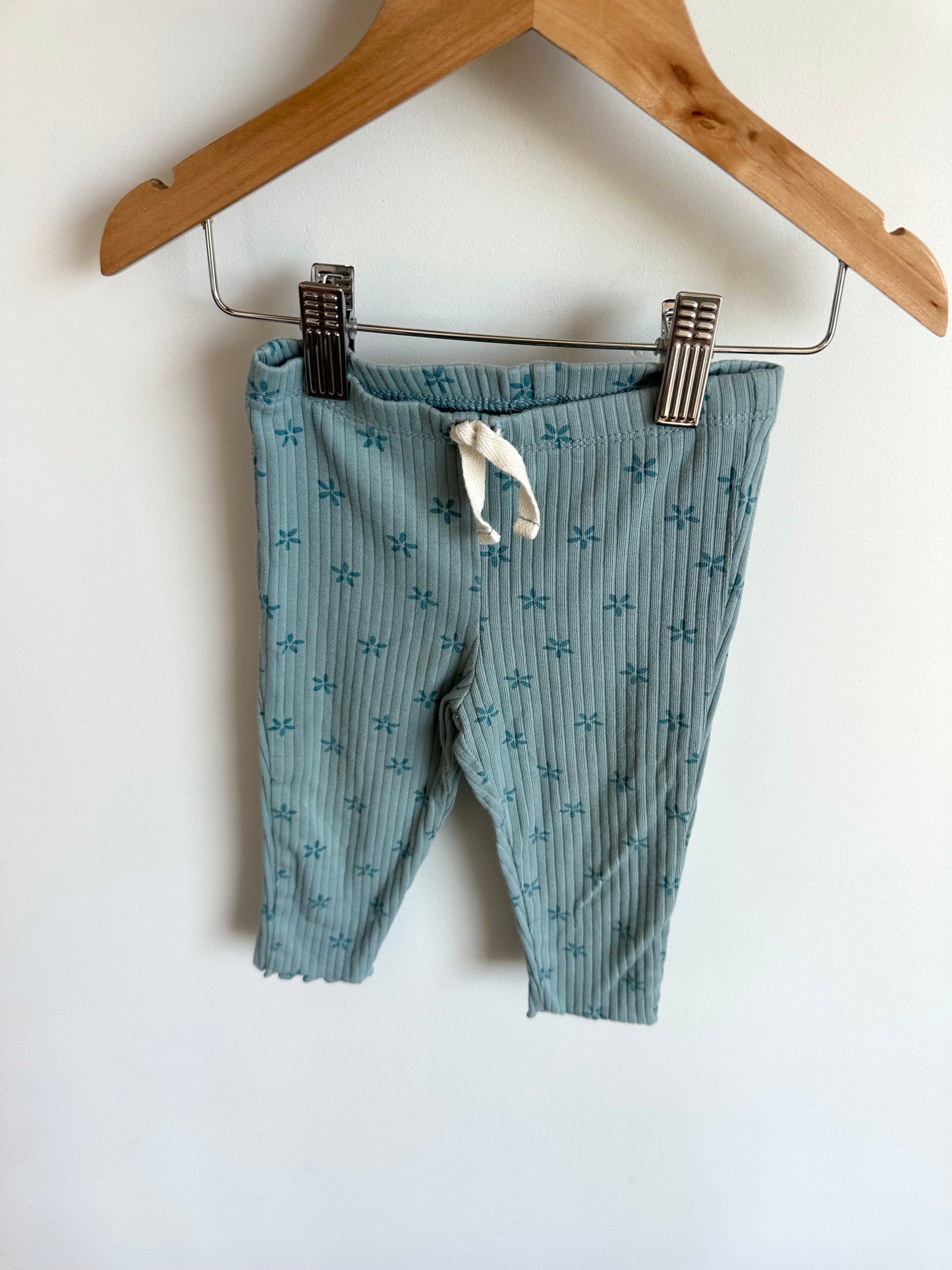 Teal Ribbed Flower Pants / 12m