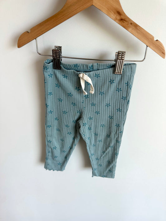 Teal Ribbed Flower Pants / 12m