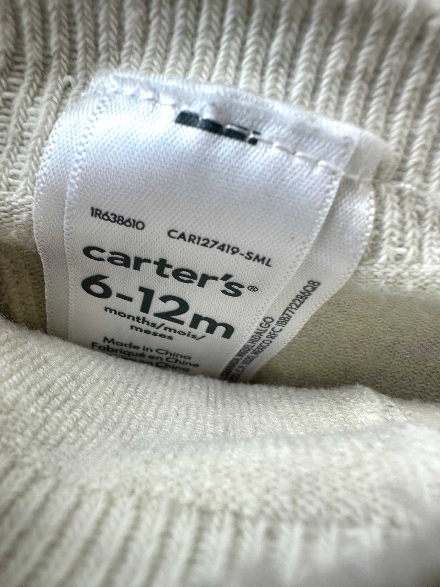 Cream Ribbed Footed Tights / 6-12m