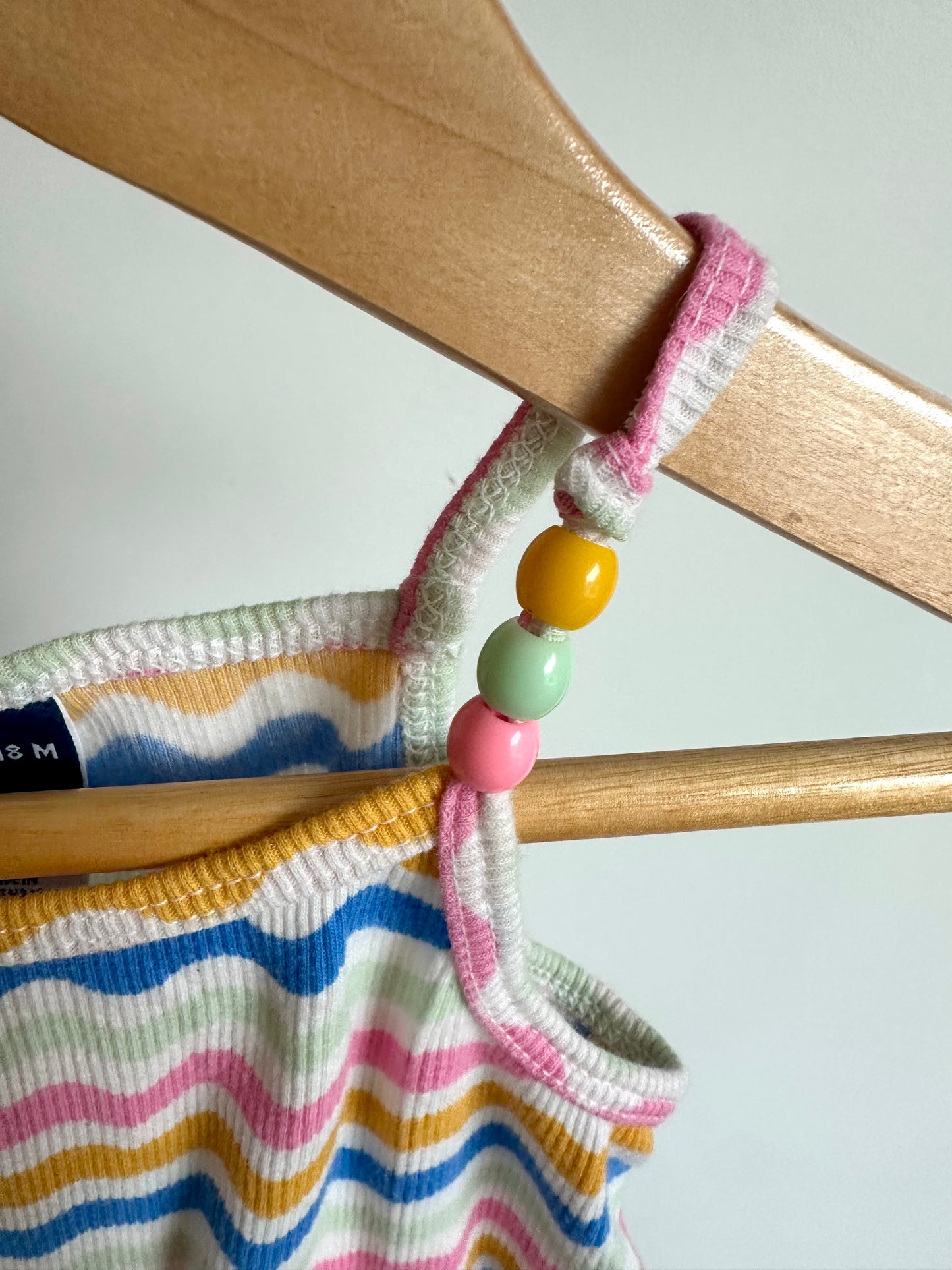 Thin Strap Beads Striped Top / 12-18m