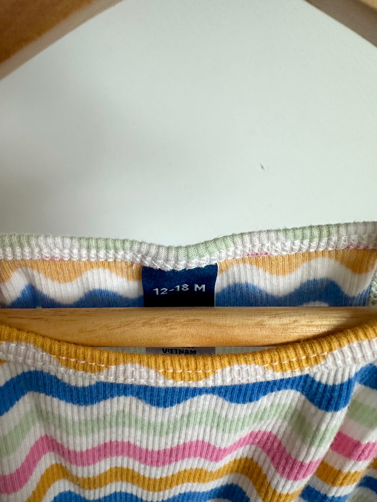 Thin Strap Beads Striped Top / 12-18m