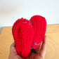 Handmade Knit Grey + Red Slippers / 3-6m?
