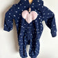 Navy Heart Fleece Jumpsuit / 9m