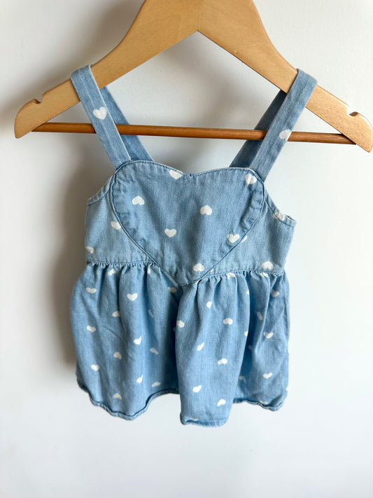 Chambray Heart Dress / 12-18m