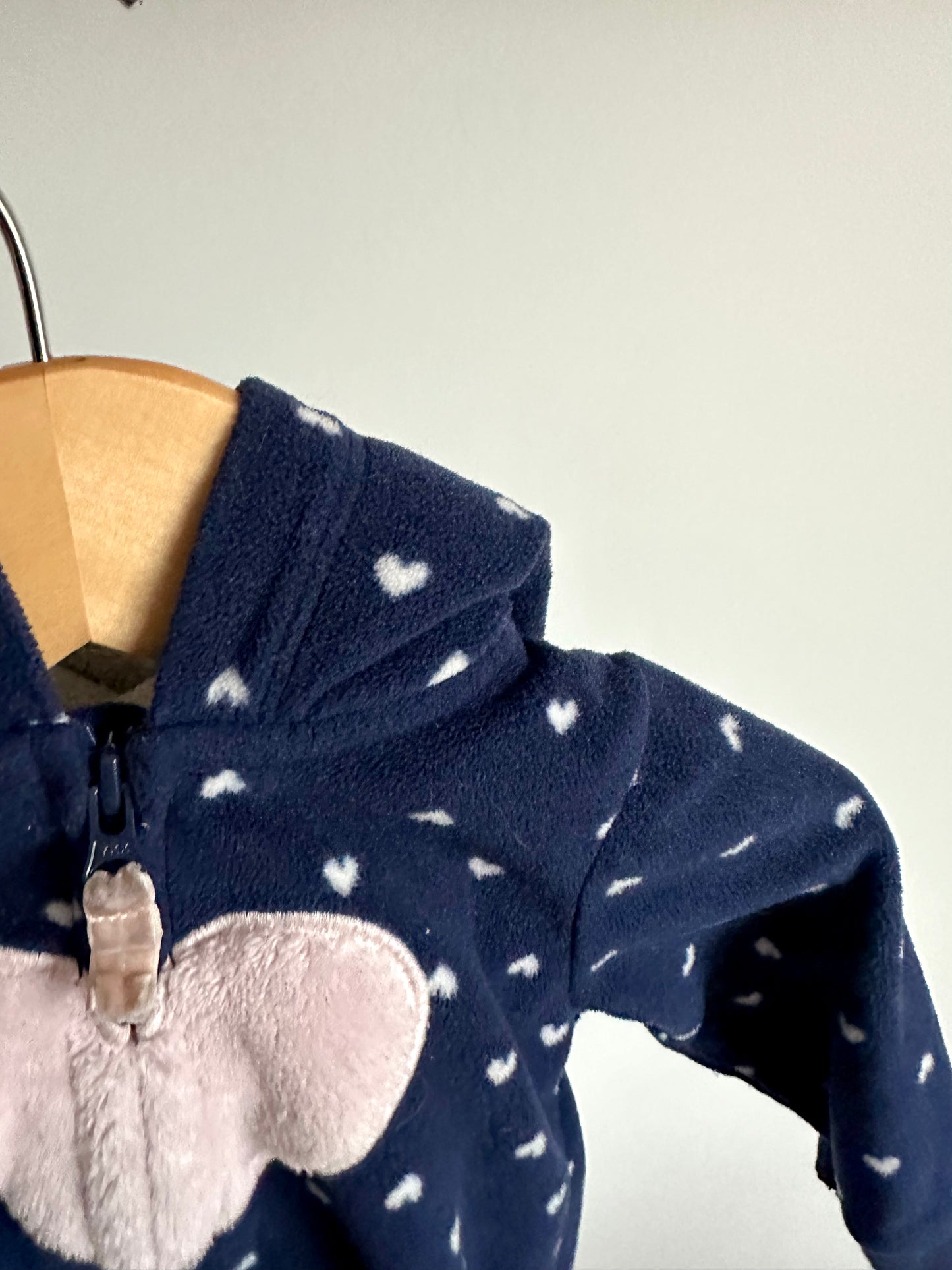 Navy Heart Fleece Jumpsuit / 9m