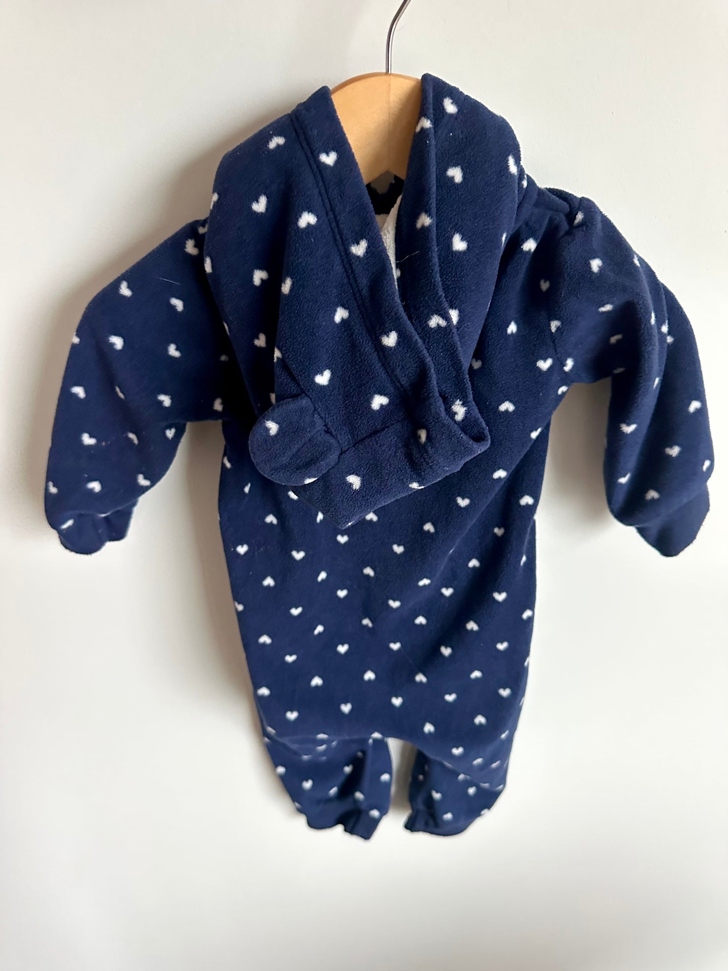 Navy Heart Fleece Jumpsuit / 9m