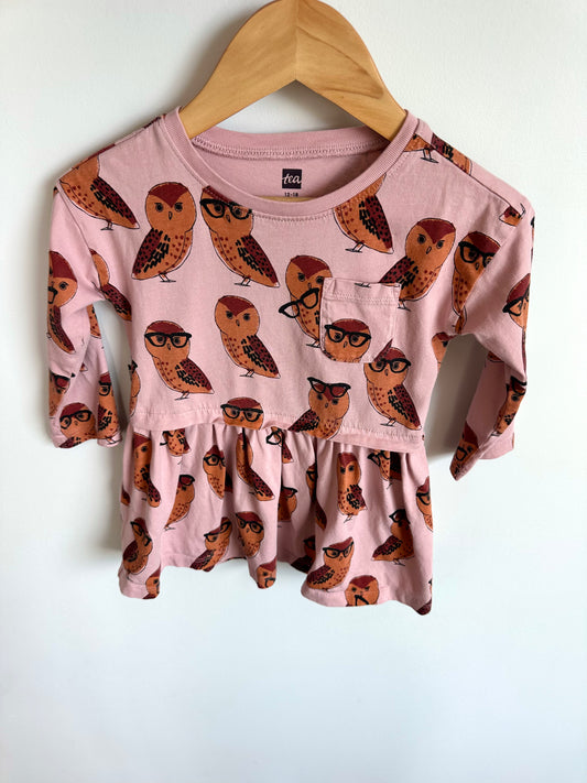 Owl Long Sleeve Dress / 12-18m
