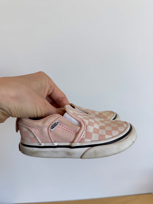 Vans Pink Checkered Velcro Shoes / Size 6 toddler