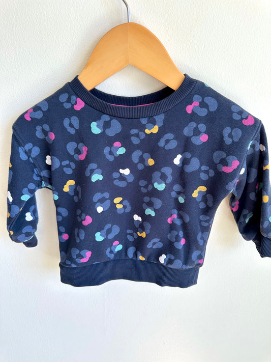 Navy Animal Print Sweater / 6-12m