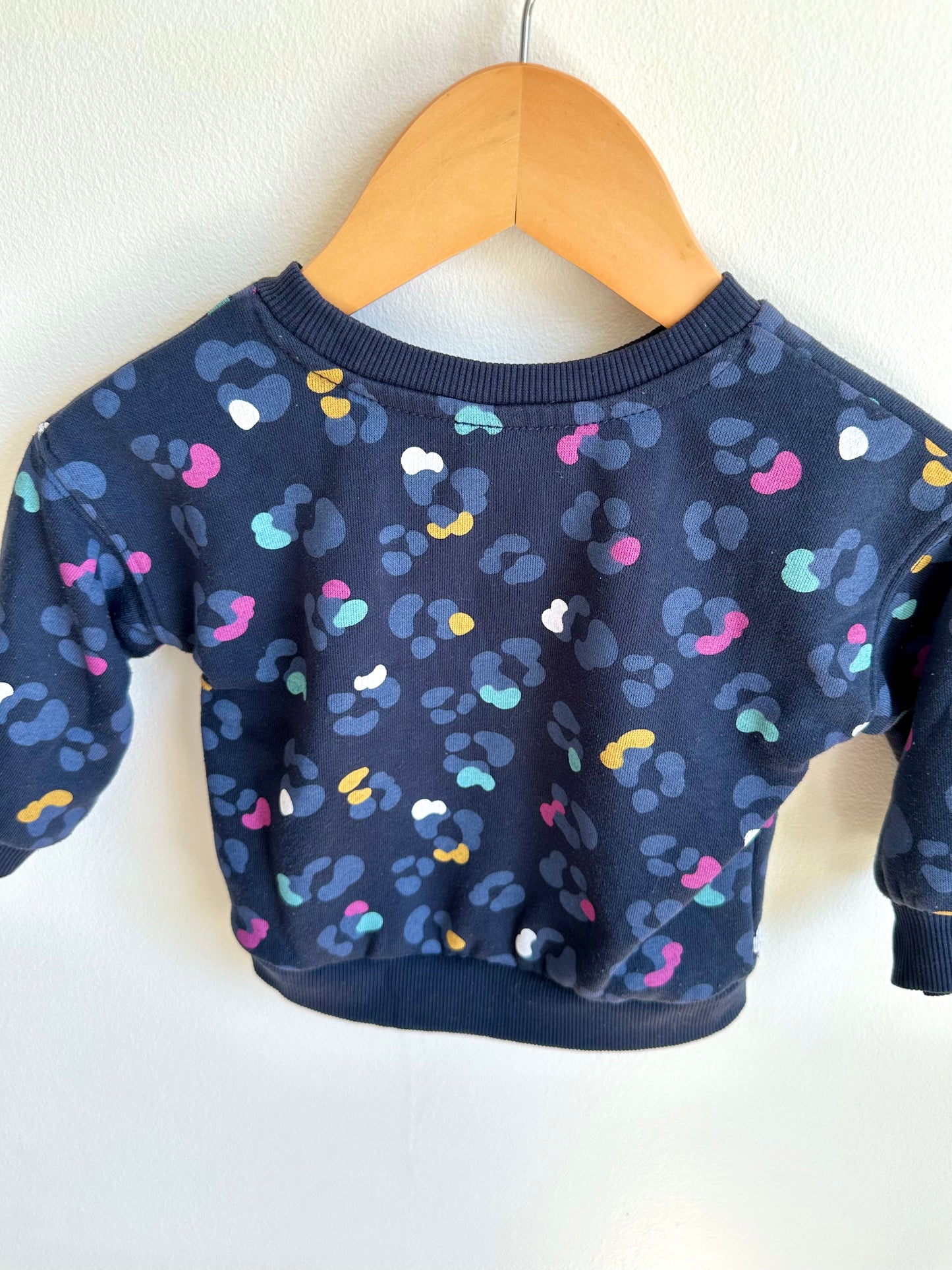 Navy Animal Print Sweater / 6-12m