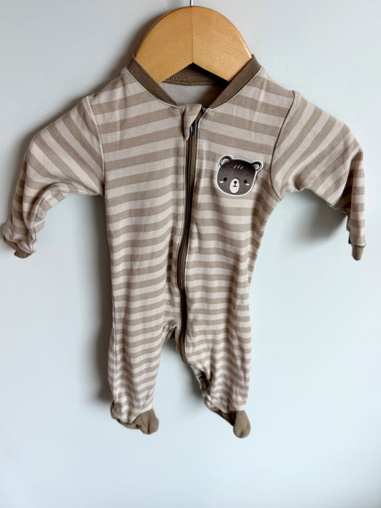 Bear Footed Stripe Sleeper / 3m