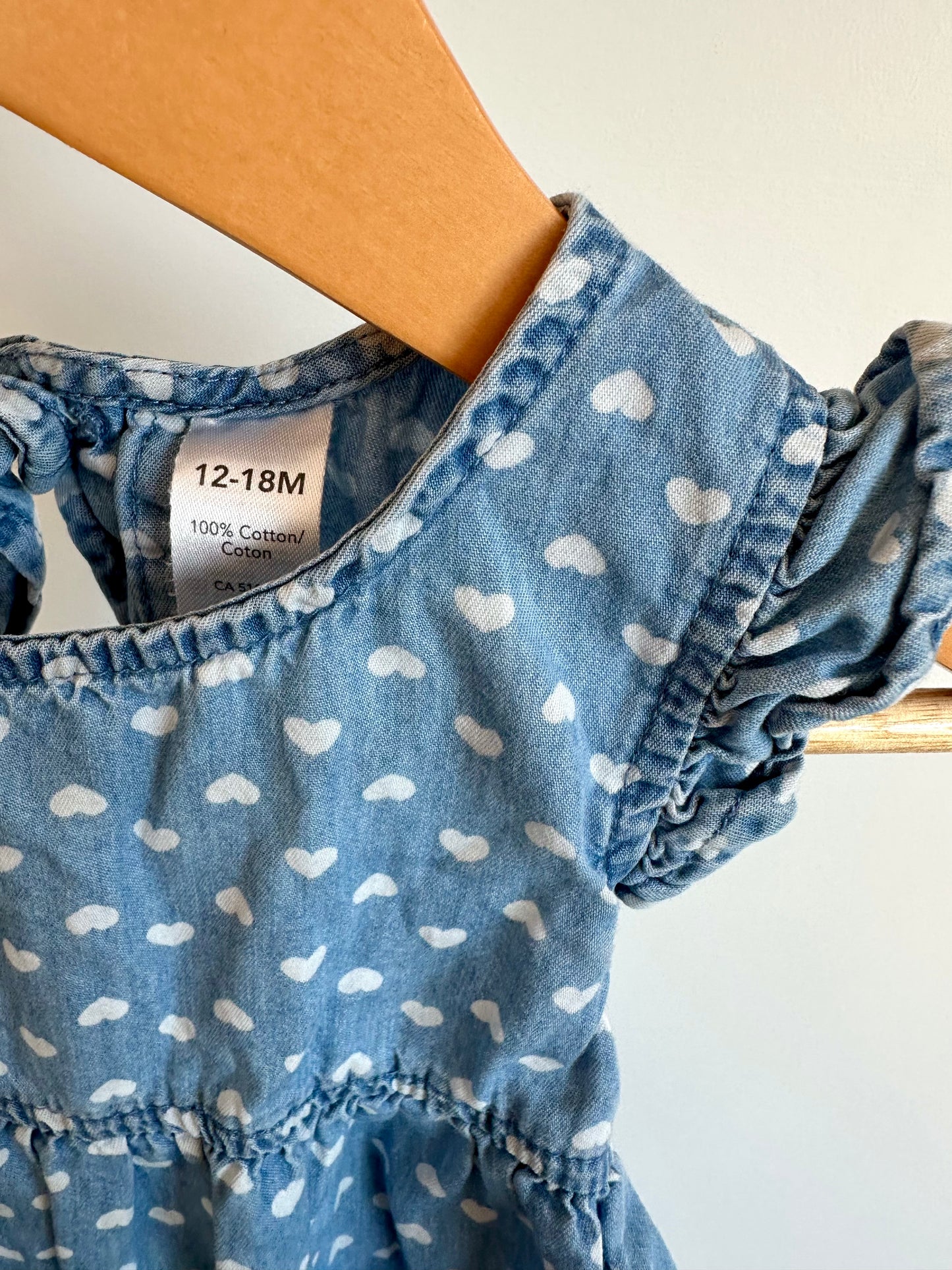 Chambray Heart Dress / 12-18m