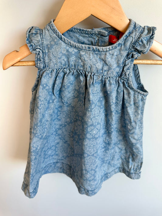 Chambray Patterned Dress / 12-18m