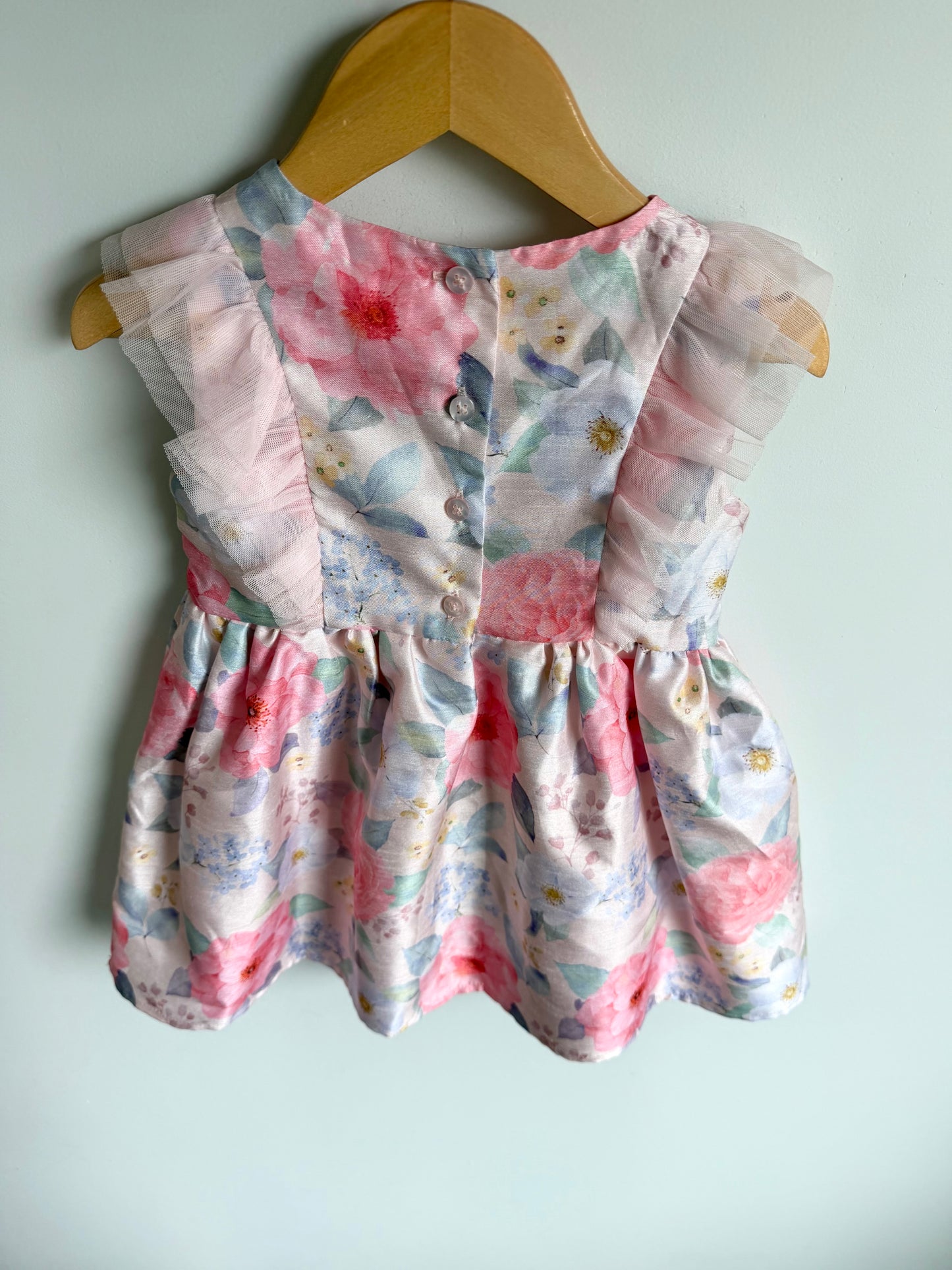 Floral Pink Tulle Formal Dress / 2-3T