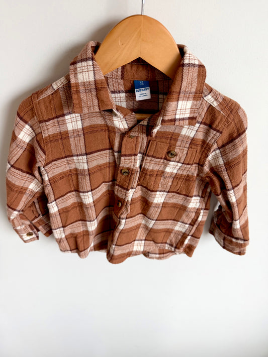 Plaid Rust Collared Top / 2T