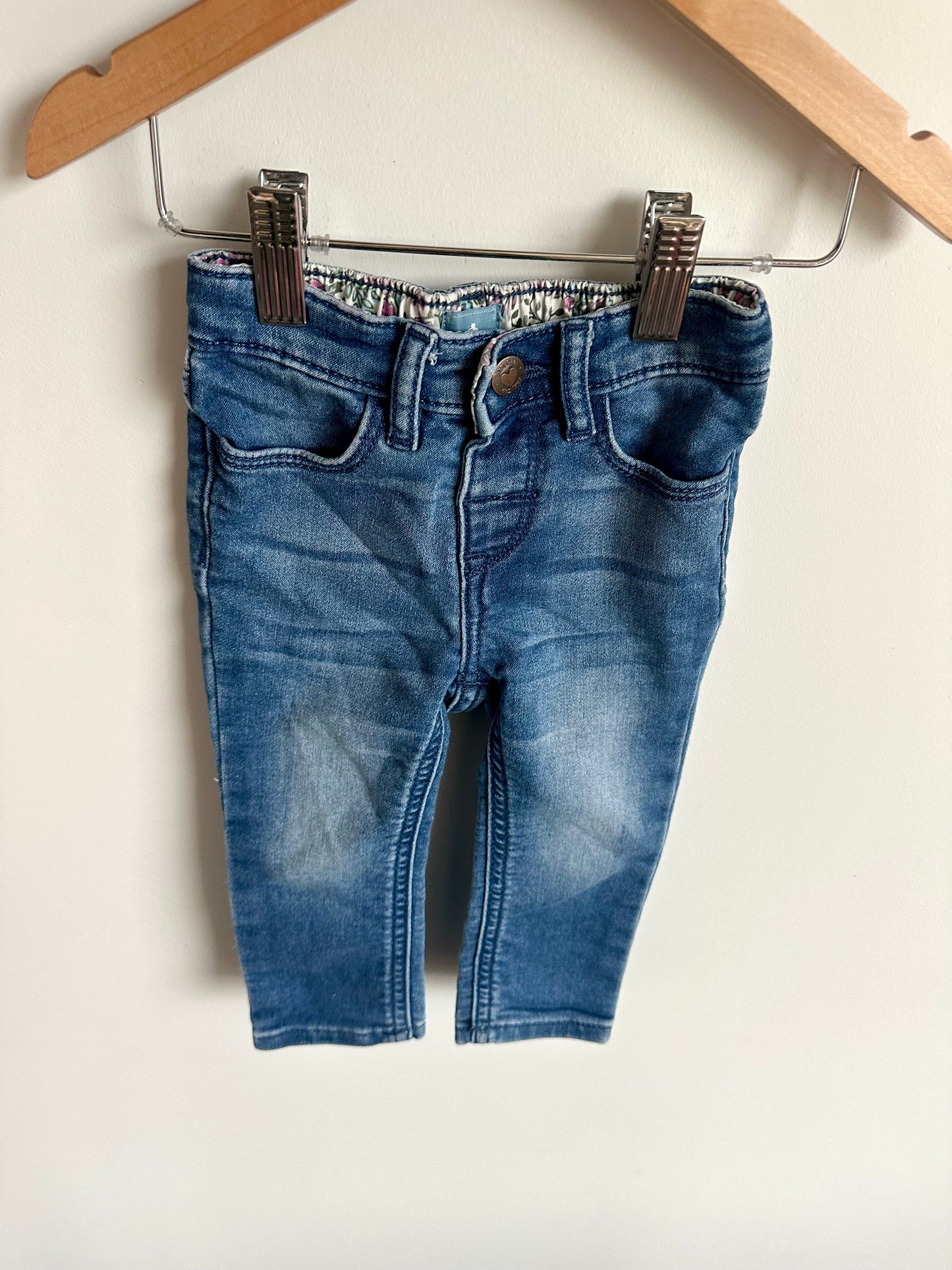 Jeans with Flower Trim / 12-18m