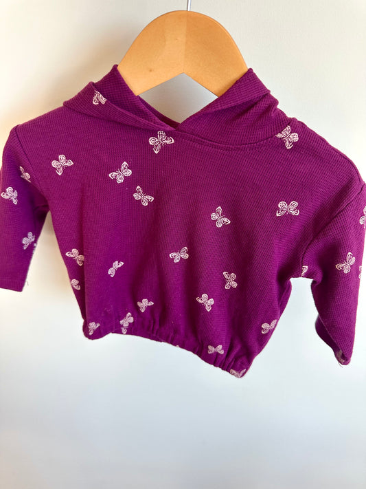 Purple Waffle Knit Butterfly Hoodie / 12m