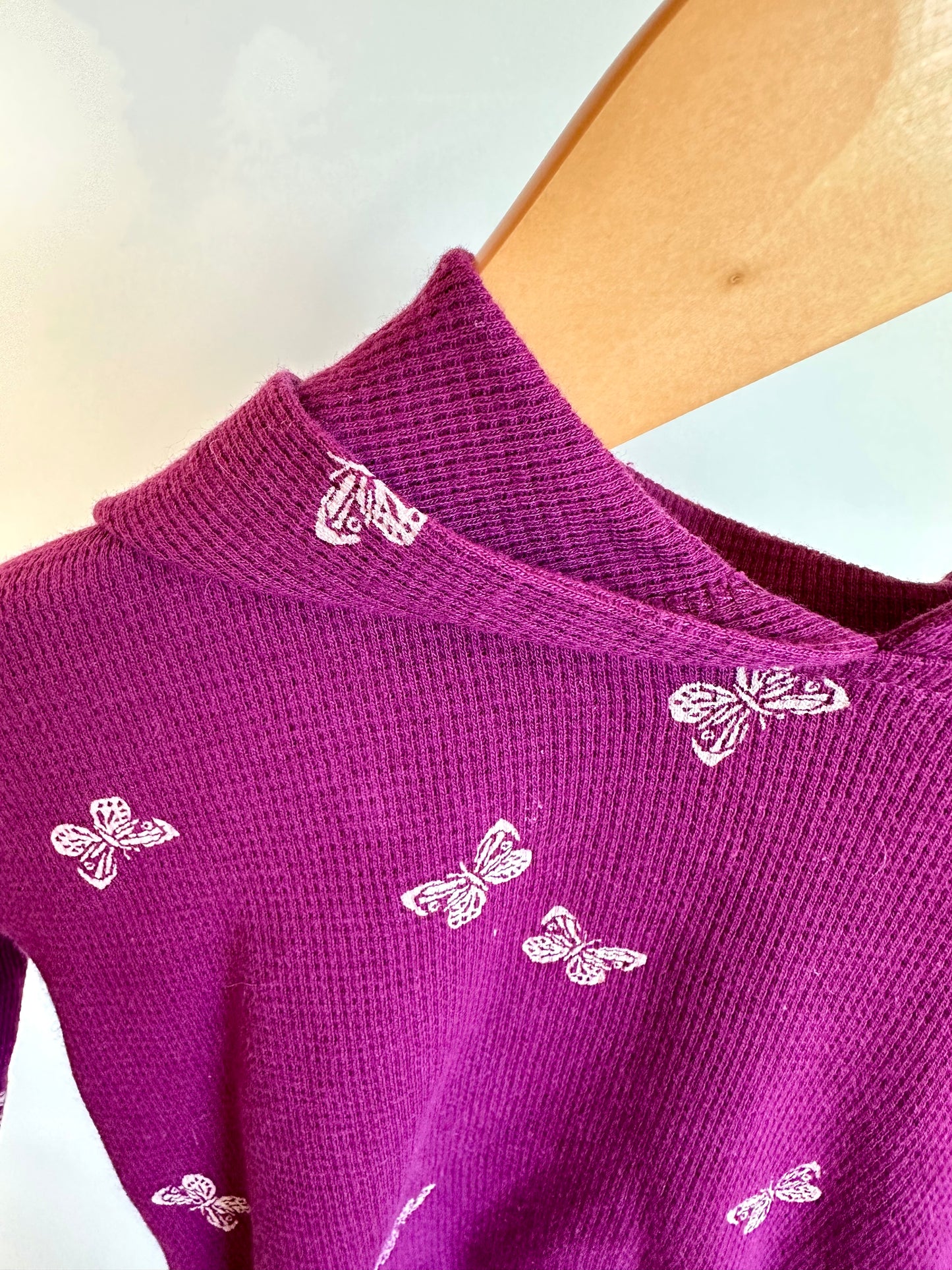 Purple Waffle Knit Butterfly Hoodie / 12m