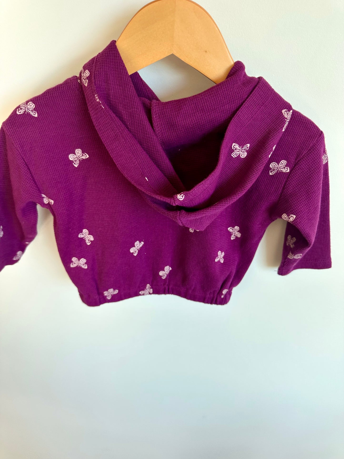 Purple Waffle Knit Butterfly Hoodie / 12m