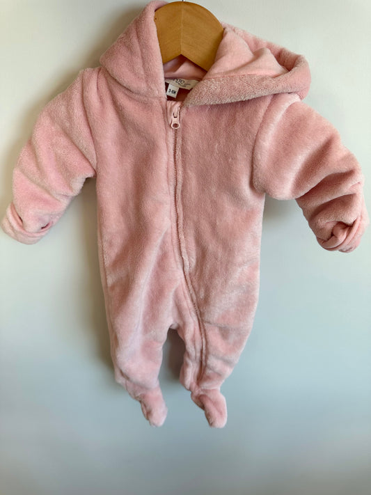 Pink Fleece Bunting Suit / 3-6m