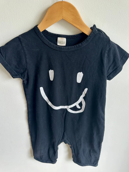 Black Smiley Short Romper / 2T-3T