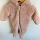 Pink Fuzzy Bunting Suit / 0-3m