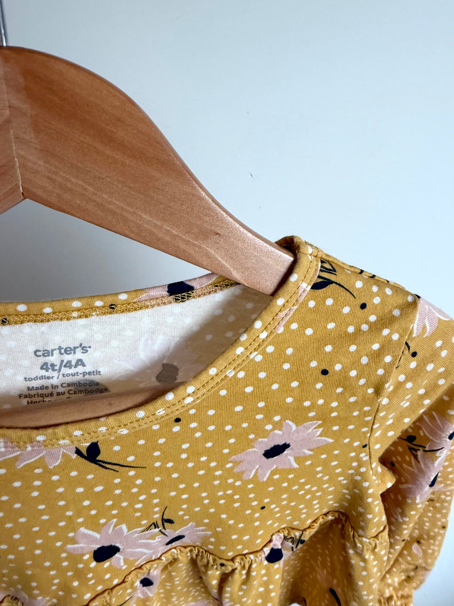 Yellow Flower Dotted Top / 4T