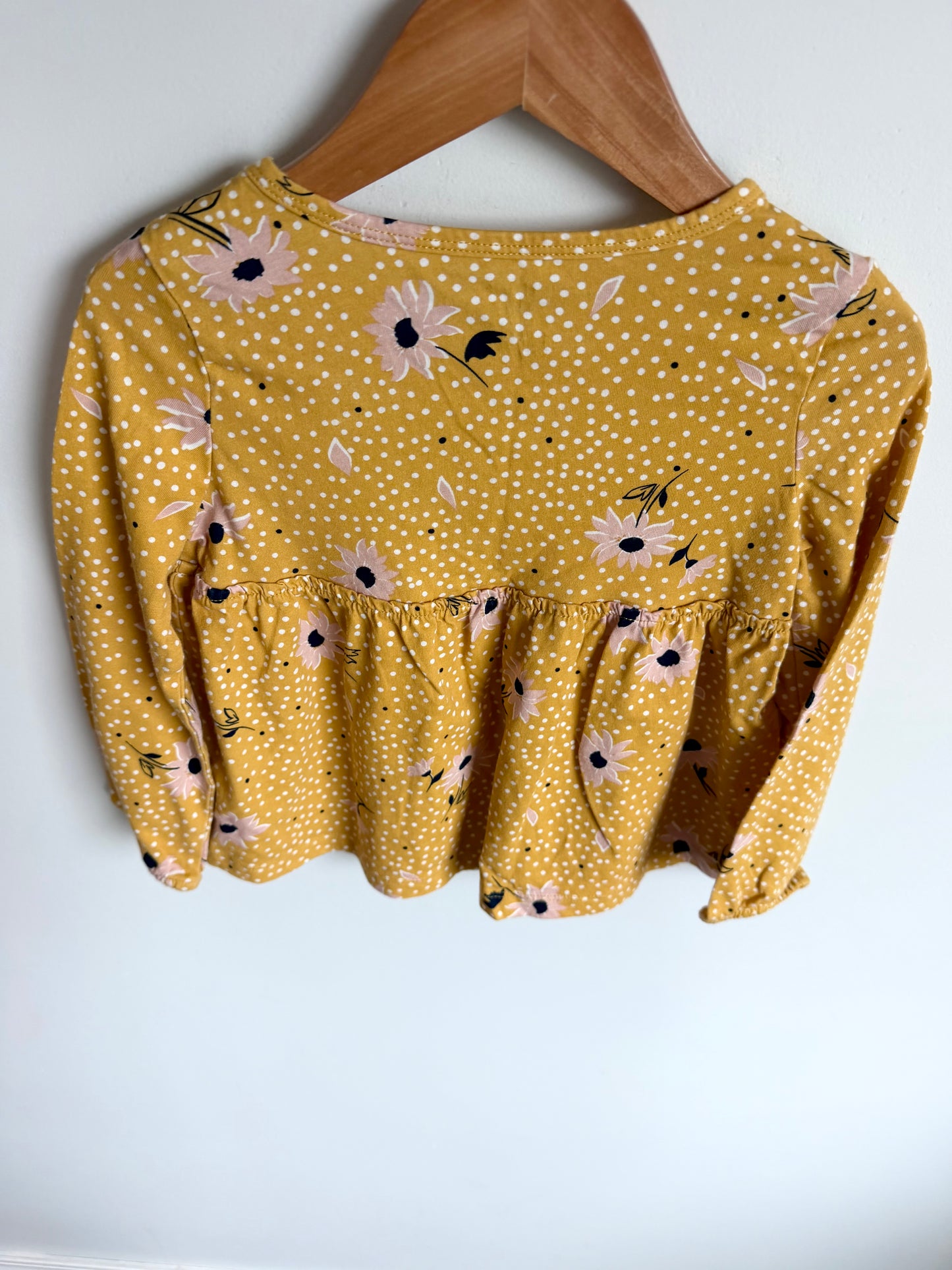 Yellow Flower Dotted Top / 4T