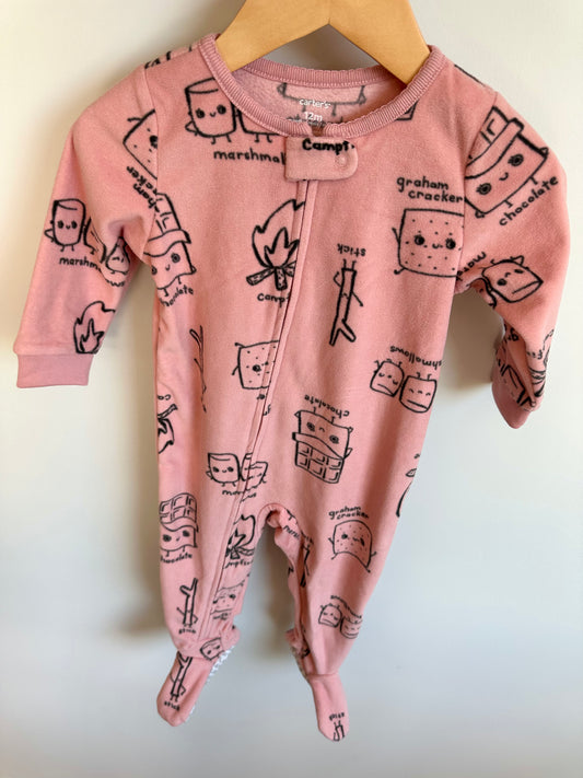 Pink S'mores Fleece Sleeper / 12m