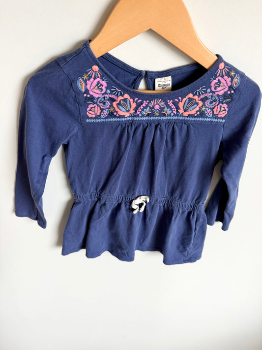 Indigo Floral Neckline Tunic Top / 3T