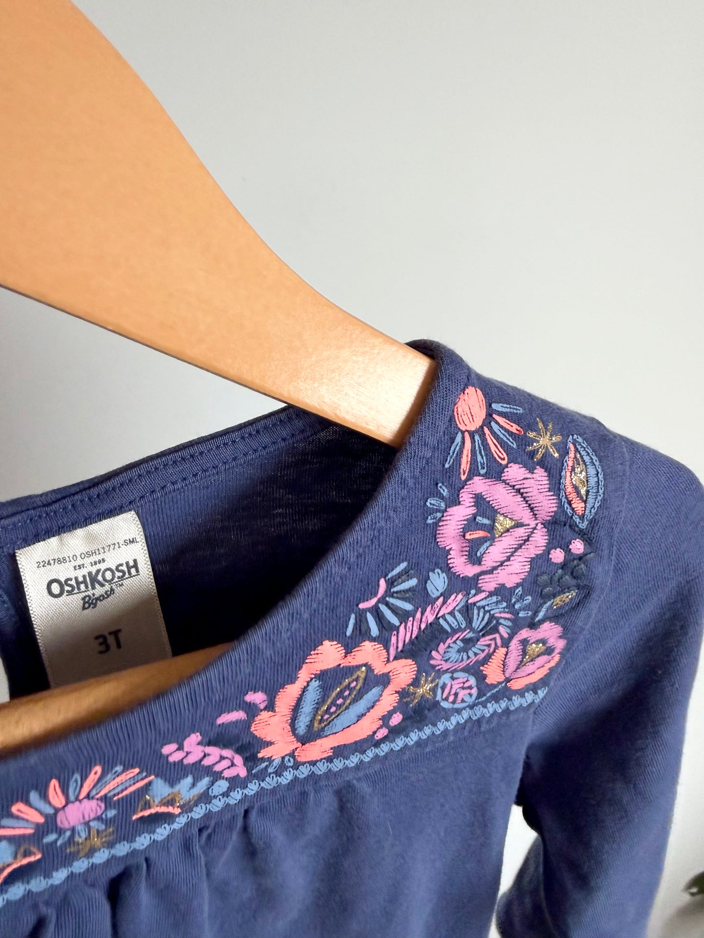 Indigo Floral Neckline Tunic Top / 3T