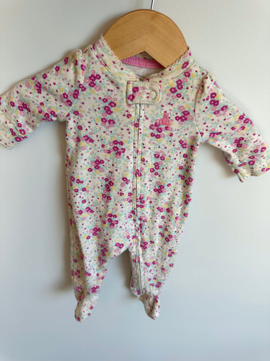 Gap Newborn Cream Floral Sleeper / 0m