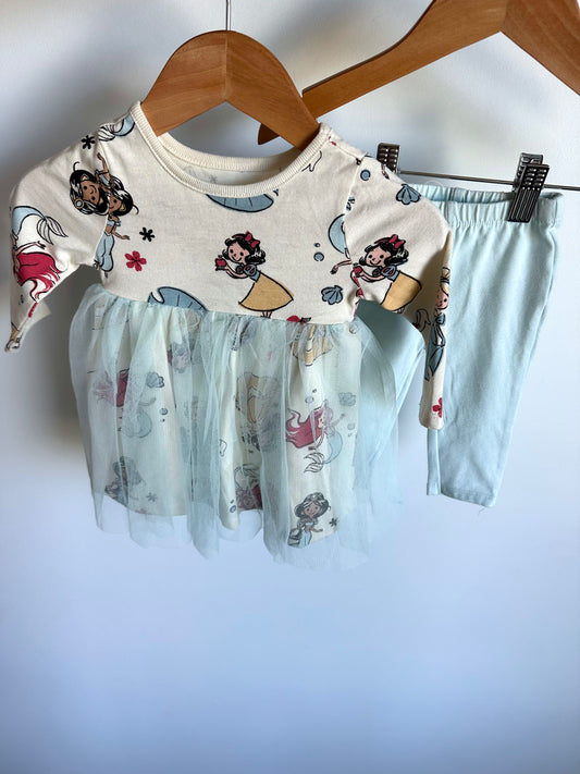 Disney Sweater Dress Tutu + Pants Set / 3-6m