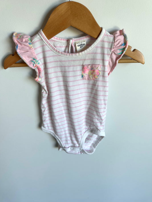 Striped Ruffle Sleeve Bodysuit / 6m