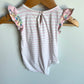 Striped Ruffle Sleeve Bodysuit / 6m